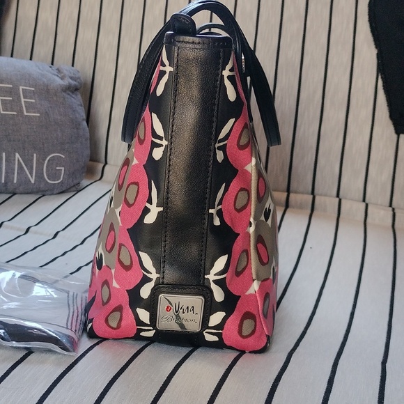 🎁💝NWT Brighton ❤️s Vera pink, black and grey canvas and leather tote bag. - Picture 8 of 16